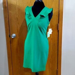 Cece nwt emerald green ruffle cap classic lines dress nwt